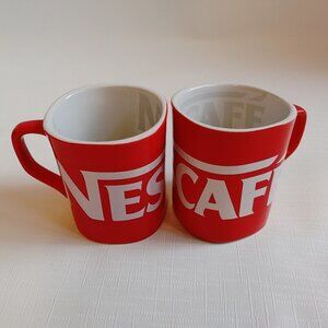 BRIGHT Red NESCAFE Mugs RED PAIR